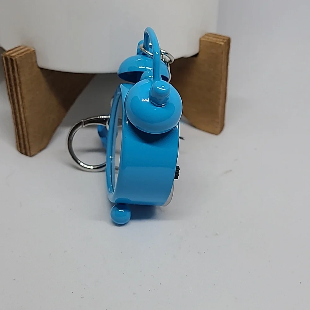 Mini‎ Blue Alarm Clock Keychain Cute Novelty Keyring Bag Charm Decoration